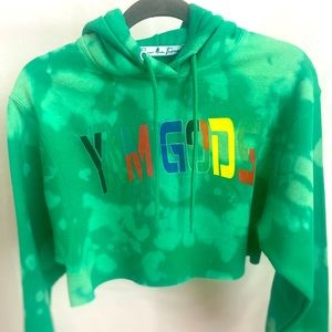 Women’s cropped hoodie ‘multi green”